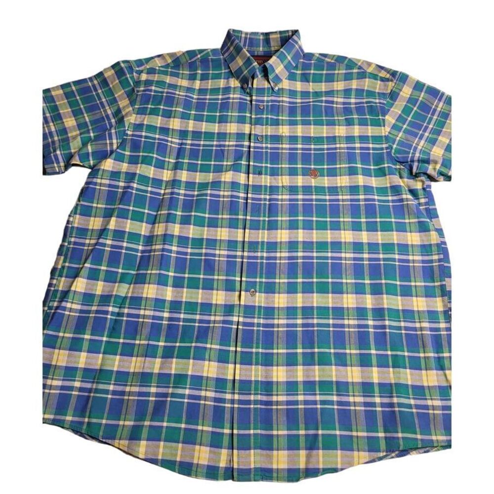 3418 Twenty X 20X SS Blue and Yellow Plaid Button Down‎ Shirt Men's XXL Western